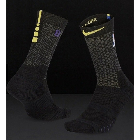 Nike KOBE Lakers BLACK MAMBA CITY EDITION Elite Crew Socks Size US 8-12 - Picture 11 of 16